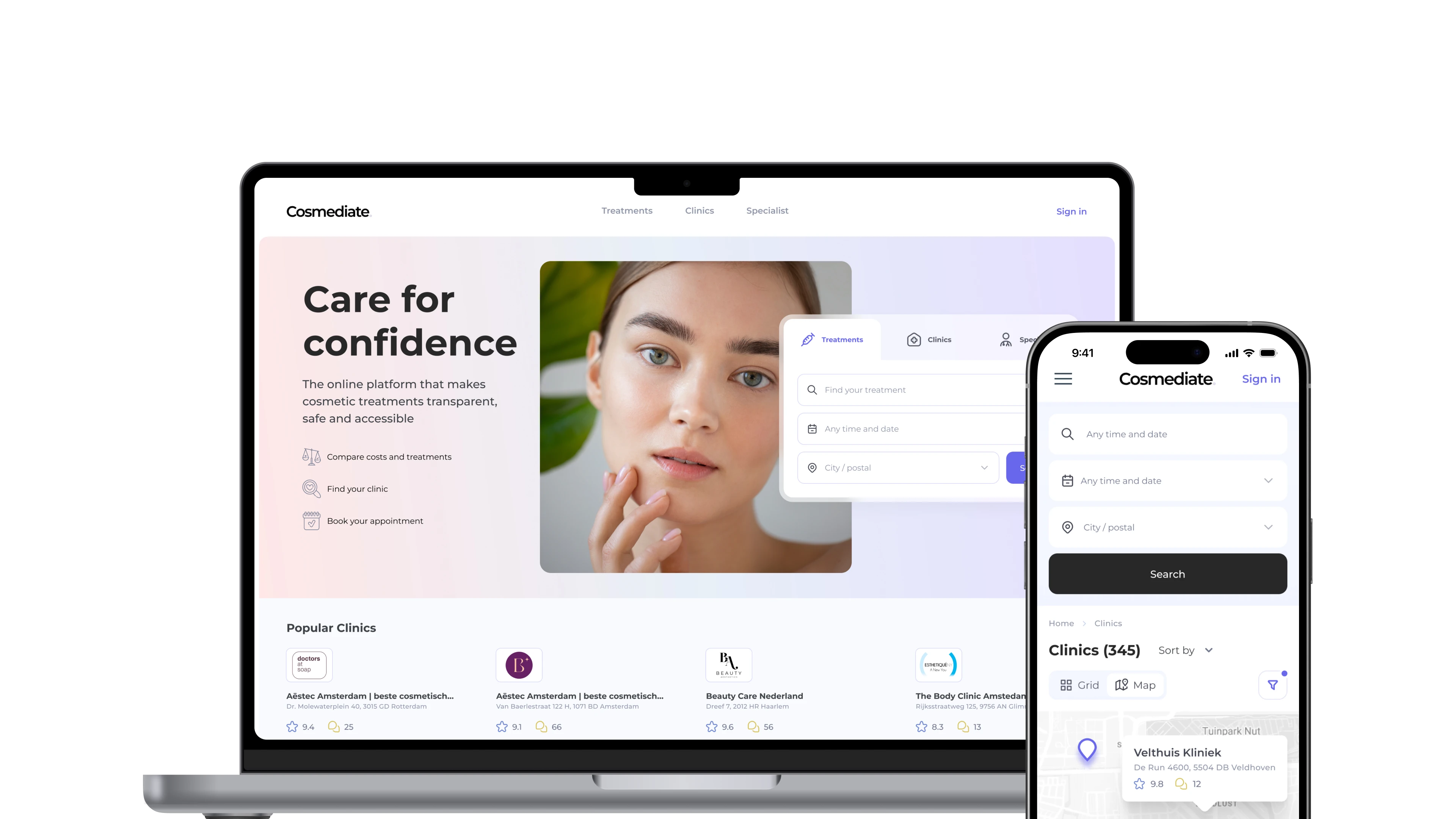 Cosmediate product screens